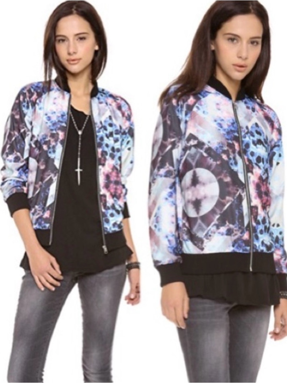 Stylestalker “Space Jam” Galaxy Kaleidoscope Print Bomber Jacket Streetwear 2